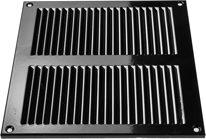 Repa Market 8x8 Inch Air Vent Cover/Black Galvanized Steel Louvered Grill Cover with Mesh Screen/Wall or Ceiling Vent/Durable Flush Mount HVAC Register for Indoor and Outdoor Ventilation