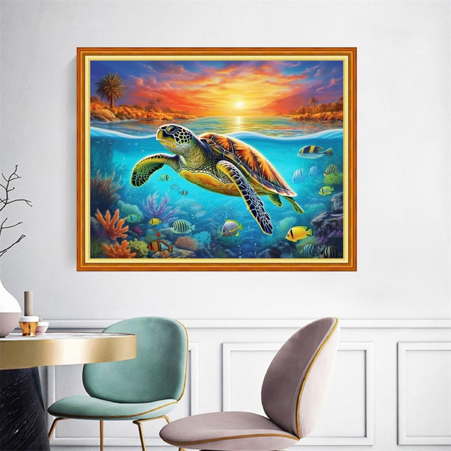 Joyhoor Cross Stitch Kits for Beginners Stamped Cross-Stitch Supplies Needlework preprint Embroidery Kits for Adults DIY Needlepoint Kits Embroidery Patterns 11CT-Millennium Turtle 16x20 inchs