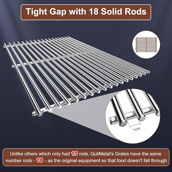 Grill Parts for Weber Genesis 300 Series, 19.5" Grill Grates for Weber Genesis E-310, E-320, E-330, 304 Stainless Steel Replacement Parts for Weber Genesis 7528 7524
