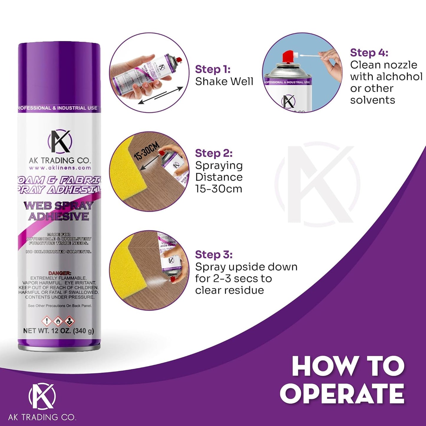 AK TRADING CO. Professional Quality General Multipurpose Spray Adhesive, 12-Ounce for Acoustic Panels & Craft Upholstery Foam Adhesive & Fabric Glue