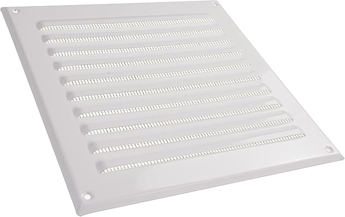Vent Systems - 8 x 8 Inch (Inner) White Metal Square Soffit Air Vent Grille Cover, Register Vent Deflector Louver Built-in Mesh HVAC for Bathroom Home Office Kitchen 10" x 10" (Outer)