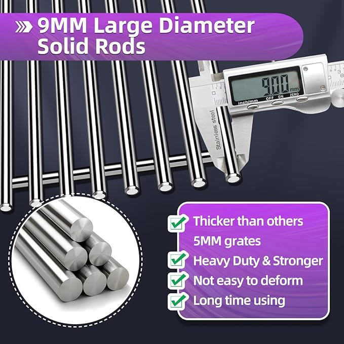 9MM 17.5" Stainless Steel Grill Grates for Weber Spirit E-310 E315 E320 E330 S310 S315 S330 GS4 Spirit 2 Grill Parts for Weber 7638, 7639 7525 Spirit 300 and Spirit II 300 Series Grills