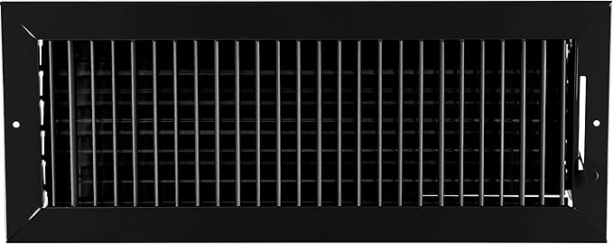18"w X 6"h Adjustable AIR Supply Diffuser - HVAC Vent Cover Sidewall or Ceiling - Grille Register - High Airflow - Black [Outer Dimensions: 19.75"w X 7.75"h]