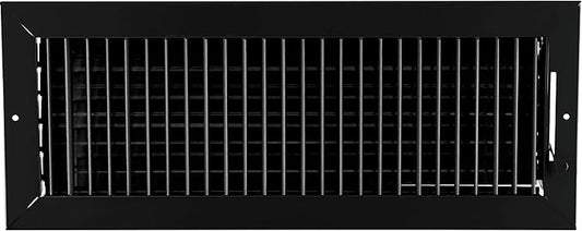 18"w X 6"h Adjustable AIR Supply Diffuser - HVAC Vent Cover Sidewall or Ceiling - Grille Register - High Airflow - Black [Outer Dimensions: 19.75"w X 7.75"h]
