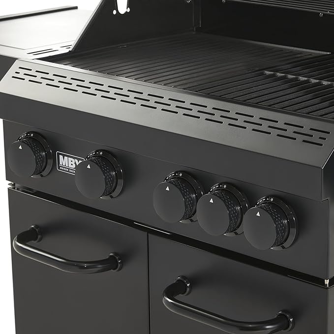 4 Burner Propane Grill,50000 BTU BBQ Grill with Side Burner and Enameled Cast Iron Grates,Visible Window Gas Grill with Wheels for Outdoor Cooking, Patio, Garden Barbecue Griliing