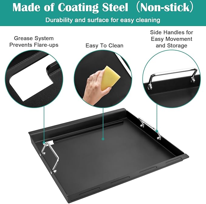 Full-Size Griddle Inserts for Weber Spirit 200 Series, Flat Top Grill Griddle for Weber GS4 Spirit I & II E-210 E-220 S-210 S-220 Gas Grill, Rectangular Griddle Replace for 7637 Grate