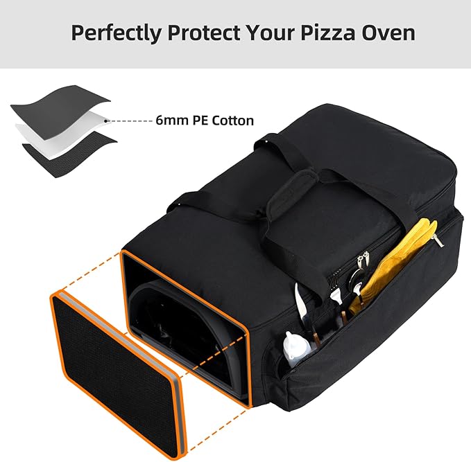 NOELIFE Bag for Ooni Koda 12, Portable Carrying Case with Pockets for Ooni Pizza Oven Accessories, Padded Carry Bag Made of Thickened Fabric, Heavy-Duty and Water Resistant (Oven Not Included)