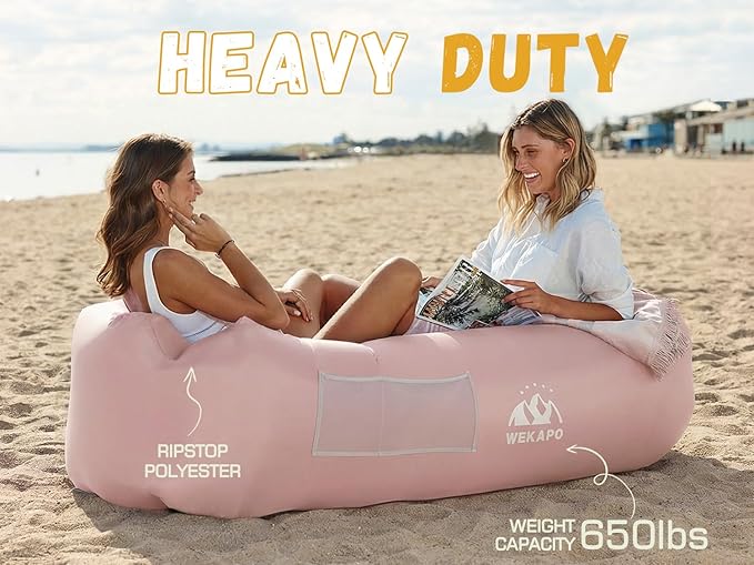 WEKAPO Inflatable Sun Lounger, Air Sofa, Hammock, Portable, Waterproof and Leak-Proof, Ideal for Backyard, Beach, Travel, Camping, Picnics and Music Festivals