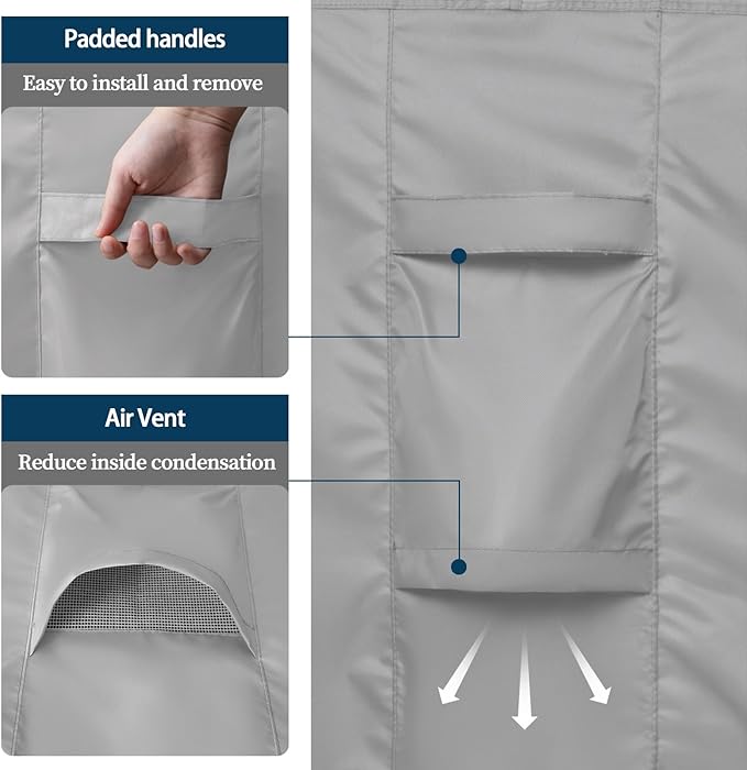 Easy-Going Round Patio Furniture Cover Waterproof Outdoor Dining Table and Chair Cover Anti-UV Outside Sectional Sofa Set Covers (62"DIA x 28"H, Grey)