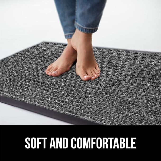 GORILLA GRIP Waterproof Traffic Guard Door Mat, 70x24, Heavy Duty Entryway Mats, Strong Rubber Back Commercial Rugs for Office Hallway, Garage Floor and Home, Low Profile Carpet Runner, Light Gray