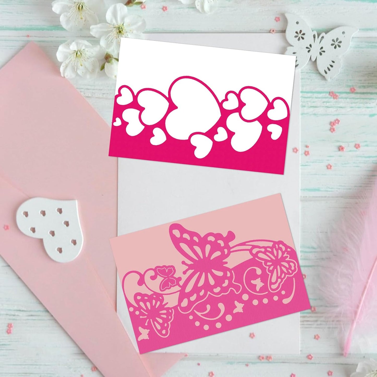 9PCS Die Cuts for Card Making Metal Cutting Dies Flower Butterfly Dragonfly Bird Bubbles Love Heart Happy Birthday Cake Cutting Embossing Stencil Template DIY Paper Cards Album Decoration