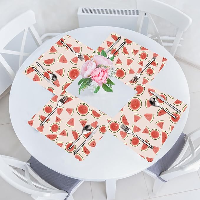 Placemats Set of 4 - Faux Leather Heat Resistant Placemats for Dinner Table, Non-Slip Waterproof Oil-Proof Washable Reusable Placemat for Indoor Outdoor Kitchen Decor, 15.75In*11.81In