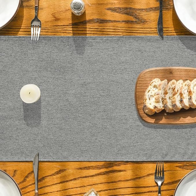 Artoid Mode Light Grey Table Runner, Seasonal Washable Kitchen Dining Table Decoration for Home Party Decor 13x36 Inch