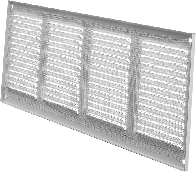Repa Market 5-Pack Air Vent Cover 16x6 Inch (Outer Dimensions) White Galvanized Steel Louvered Grill Cover with Mesh Screen/Wall or Ceiling Vent/HVAC Register for Indoor and Outdoor Ventilation