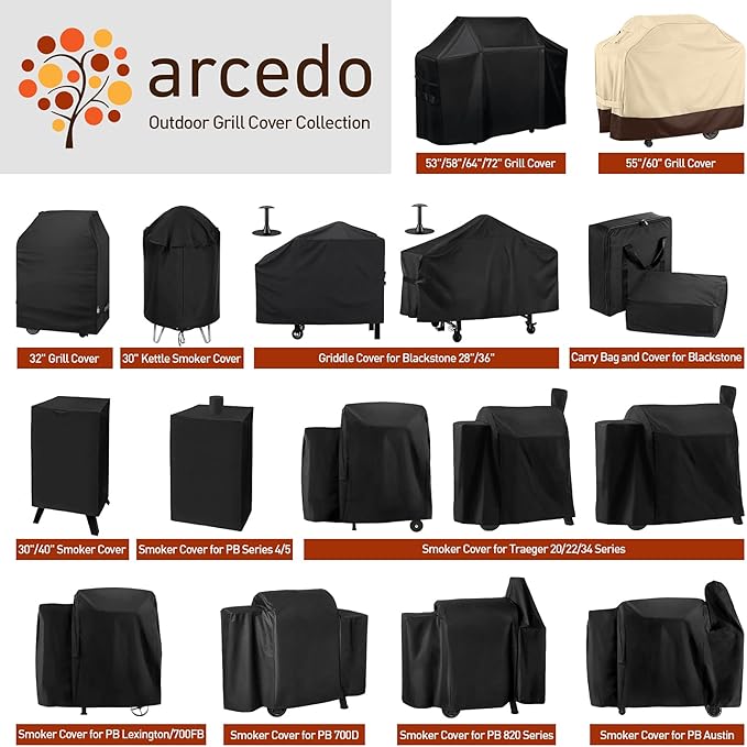 Arcedo Grill Cover Compatible with Pit Boss Lexington 500, Lexington 540, Pro 600 and Tailgater, Heavy Duty Waterproof Wood Pellet Smoker Cover, All Weather Protection for Onyx Edition Grill