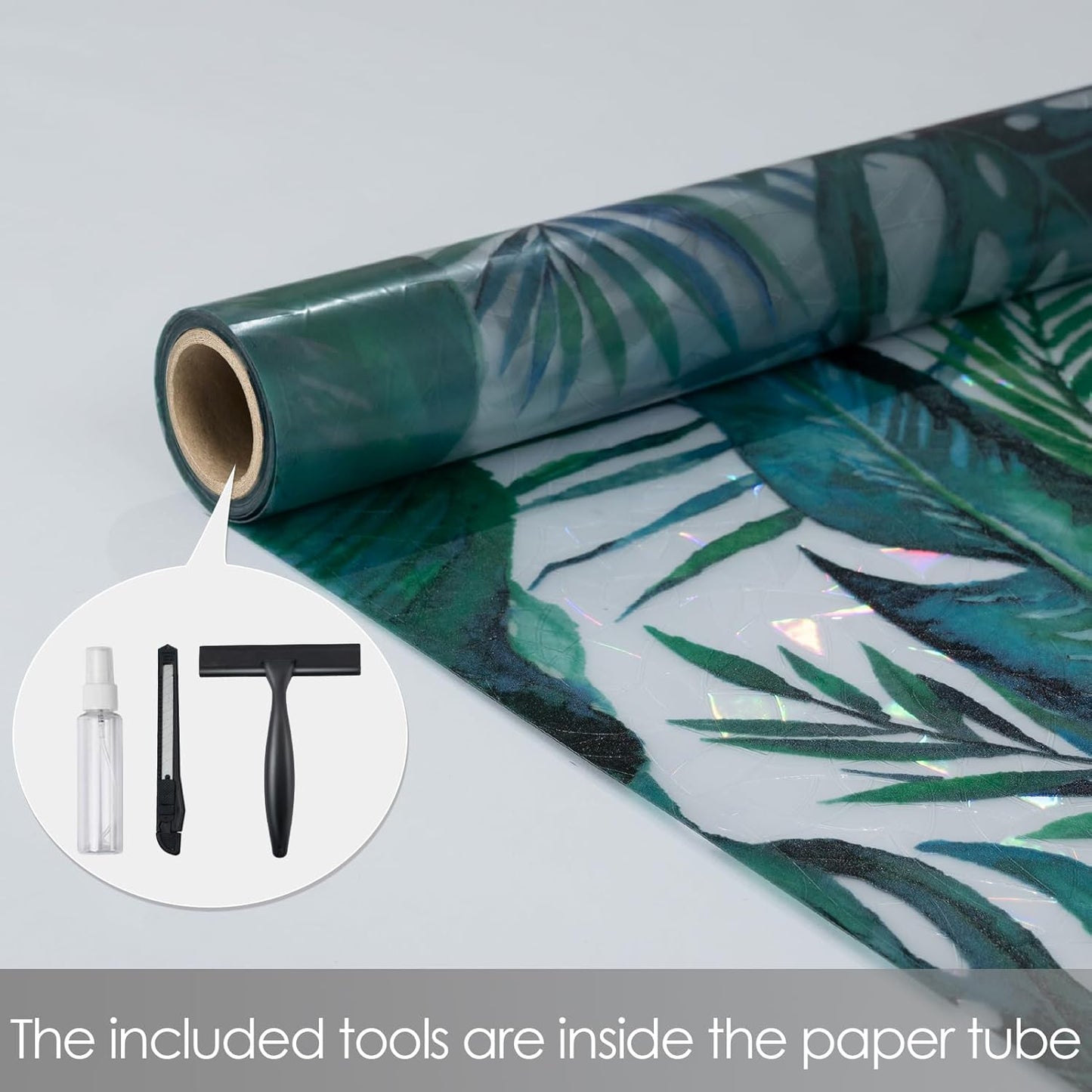 DKTIE Nature Pattern Rainbow Window Film Decorative Stained Glass Window Film Static Cling Films Easy Apply Removable Comes with Tools (U560-rainbow, 17.7" x 78.7")