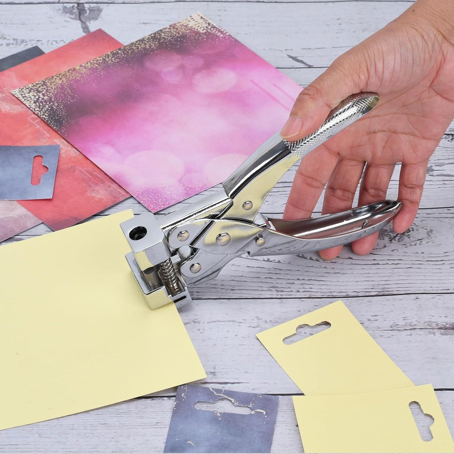 T-Slot Hole Punch Heavy Duty - Handheld Punch for ID Cards, Plastic, Cardstock, Cardboard & PVC - Sharp Visible Blade Edge, Durable Zinc Alloy Construction, Easy Spring Action for Fast, Clean Holes