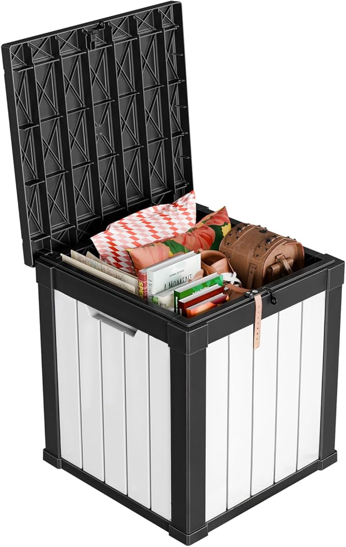 50 GallonOutdoor Storage Box,Resin Deck Boxes Waterproof, IndoorOutdoor Bin for Package Delivery, Patio Cushions, Gardening Tools, Lockable, UV Resistant