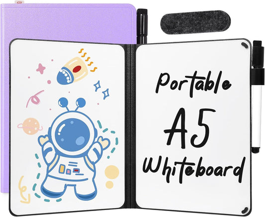 AGM Portable White Board Dry Erase, Double Sided Folding Whiteboards with Pen, Small Dry Erase Board for Study, Meeting, Doodling, Planning, Purple