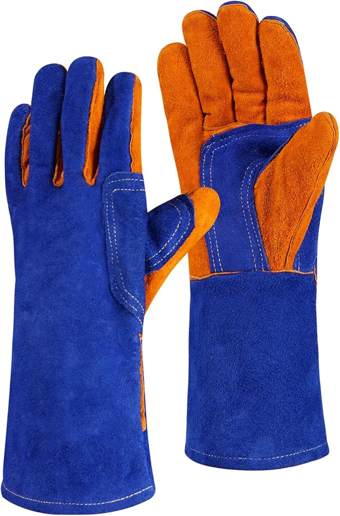 Leather Welding Gloves - Thick Premium Cow Split Leather, Heat Resistant, Welding, Grilling, BBQ & Fireplace