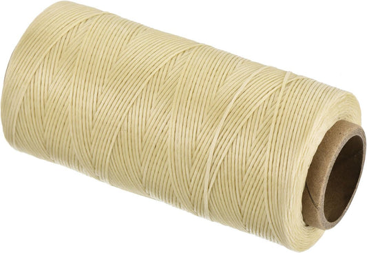 MECCANIXITY Waxed Thread,284 Yard 0.8mm 150D Flat Wax Thread Polyester Waxed String for Leather Sewing Hand Weaving Book Binding Home Decoration,Beige