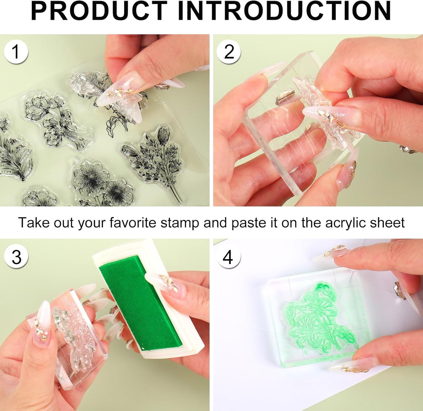 Whaline 5 Sheets Wildflower Clear Stamps Floral Leaves Butterfly Silicone Transparent Stamps for DIY Craft Card Making Scrapbooking Embossing Album Decor