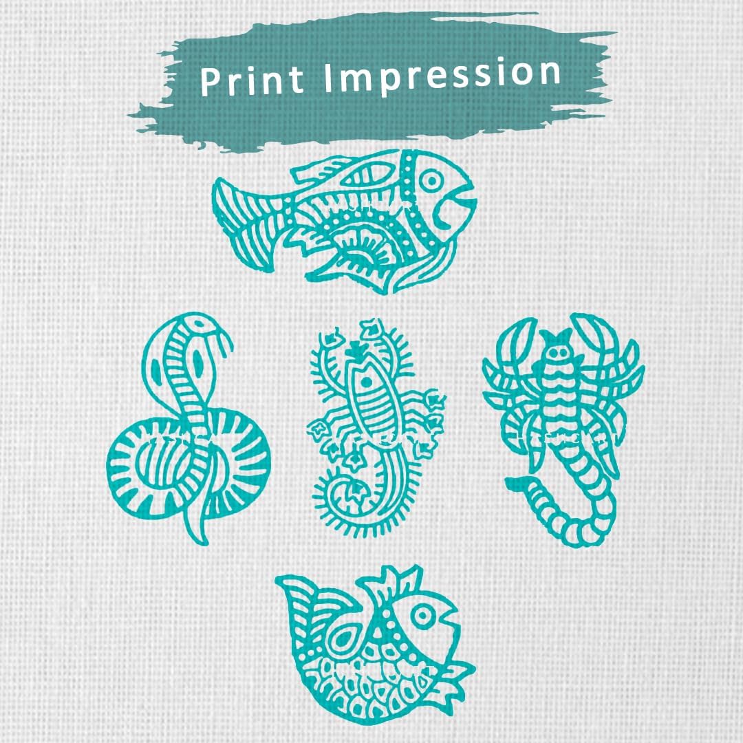 Wooden Stamp Block for Printing - Handcarved Indian Textile Printing Blocks for DIY Craft Card Making, Project Designing, Clay, Pottery, Tattoo Print HASHCART® | Set of 5 |