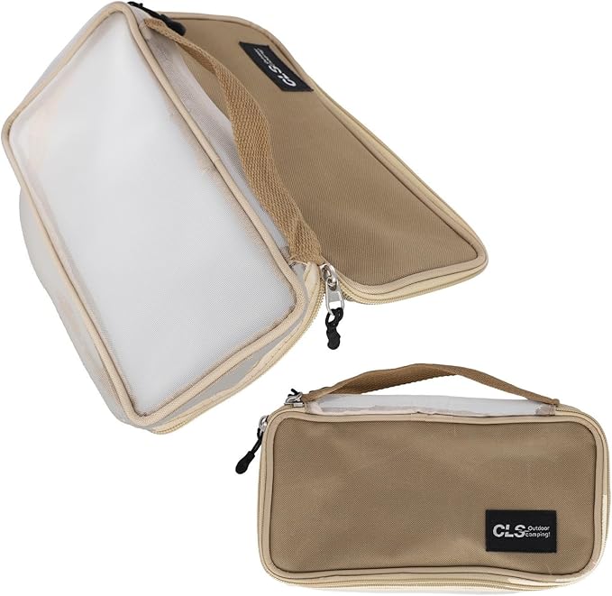 Portable Camping Kitchen Utensil Organizer Roll Bag Outdoor Cutlery Storage Case Tableware Holder for Travel Picnic Backpacking BBQ Hiking Beach Park Activities（Khaki）