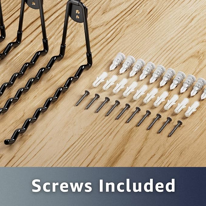 Garage Hooks 4-Pack, 11.8" Long Large Shed Storage Hanger Garden Tool Hook Heavy Duty Wall Mount Double Holder with 2 Extension Cord Storage Straps, Organize Yard Utility Hanging Ladder Black