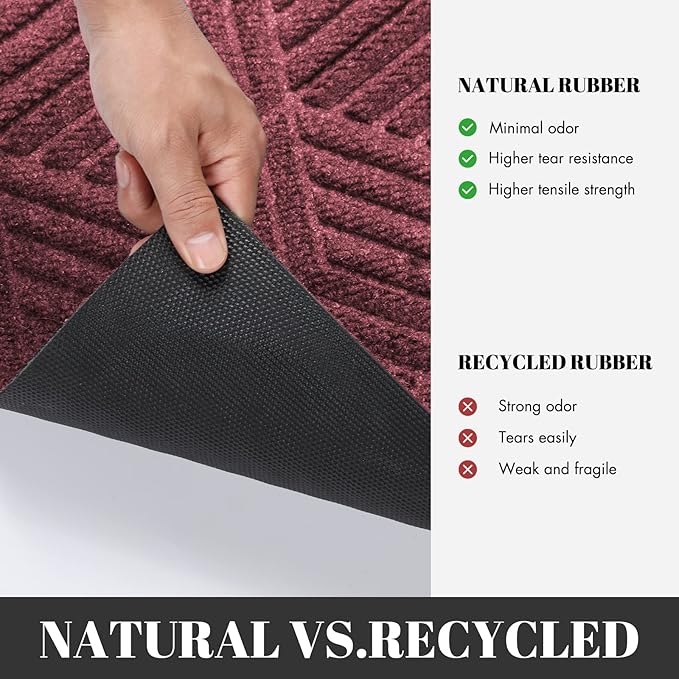 Yimobra Extra Large Door Mat 36x24, All-Season Waterproof Outdoor Mats for Front Door Entrance with Drainage Holes, Heavy Duty Non-Slip Doormat for Garage Patio Entryway Indoor, Red