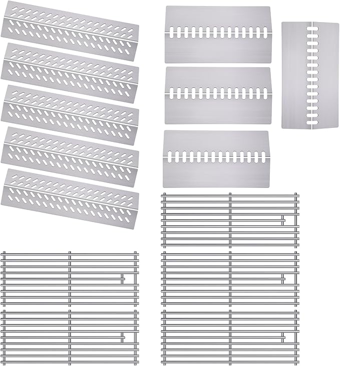 9MM 16517 Grill Grates 16GA Grill Heat Plates for 16631 16520 Bull Grill Replacement Parts, BBQ Bull Brahma 5 Burner 57568, 57569, 57568CE, 57568AGA, 57569CE, 57569AGA, Stainless Steel Grids