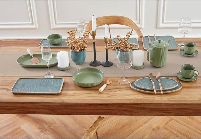 Solino Home Natural Hemstitch Table Runner 60 Inches - 100% Pure Linen Small Table Runner 14 x 60 Inch Ideal for Dresser and Coffee Tables - Medium Weight, Spring, Easter