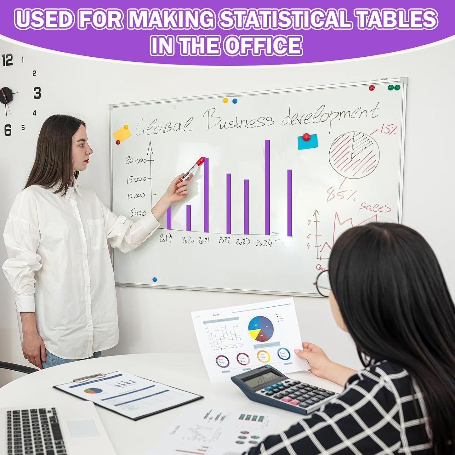 Magnetic Tape Roll Thin Strips, 1/4 Inch x 33 Feet Magnetic Board Dividers Whiteboard Graphic Decorative Tape Marking Line for Classroom Office Art Accessories(Purple)