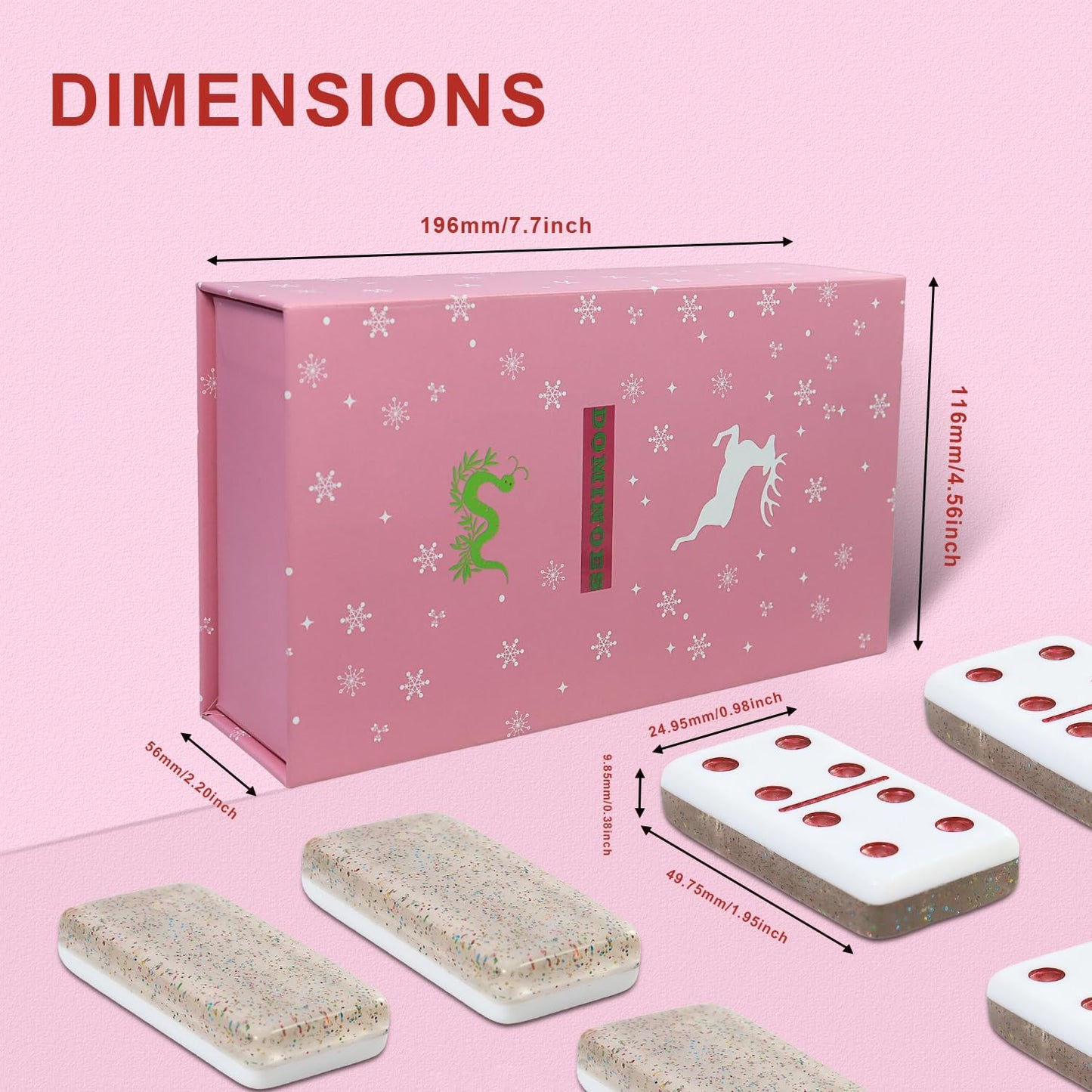 IDTQ Dominoes Set for Adults, Double 6 Dominos Game Set with 28 Domino Tiles Double with Upscale Gift Boxes -7 Polyhedral Dice -Classic Board Games (Light Brown)