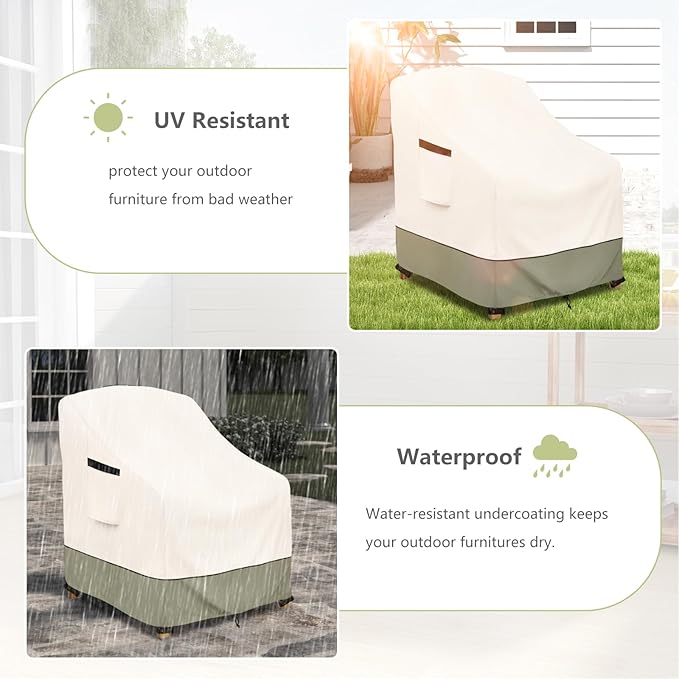 Outdoor Chair Covers 28" W x 30" D x 32" H,600D Heavy Duty Waterproof Patio Chair Cover,Outdoor Furniture Covers for Lawn/Garden Chiar