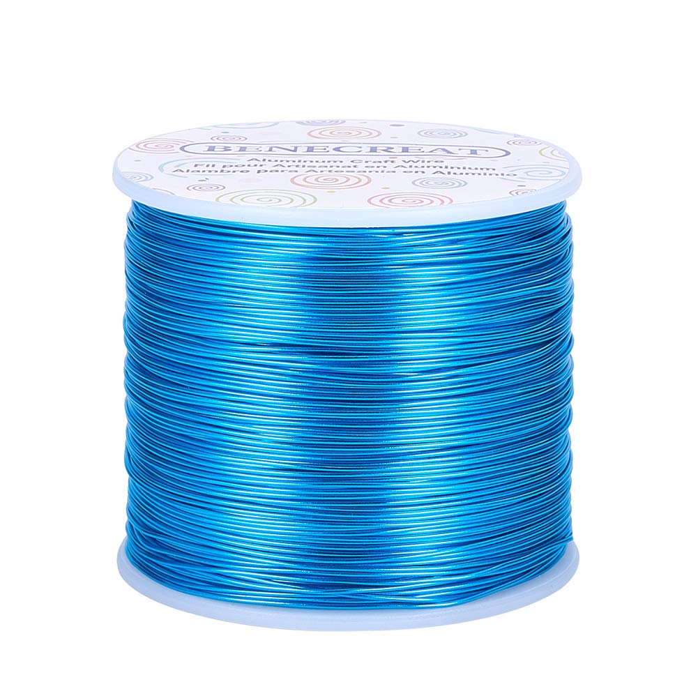 BENECREAT 20 Gauge 770FT Colored Aluminum Craft Wire - Deep Sky Blue Floral & Jewelry Beading Wire