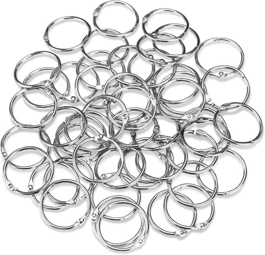 OWLKELA Binder Rings 1 Inch (50 Pack), Loose Leaf Binder Ring, Metal Book Rings, Rings for Flash Cards, Flash Card Rings, Index Card Rings, Clip Rings, Nickel Plated Steel Binder Rings, Key Rings