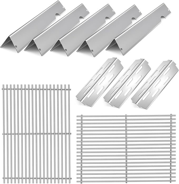 Stainless Steel 66032 Flavorizer Bars for Weber Genesis 2 Grill Parts 66095 Grill Grates 66795 Heat Deflector Grill Replacement Parts for Weber Genesis ii E-310 E-315 E-325 E-335 S-335 GS4