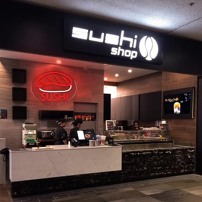 JFLLamp SUSHI Neon Signs for Wall Decor Neon Lights for Business Led Signs Suitable for Japanese Restaurant Convenience Stores Supermarkets Office Bar Pub 5V Power Adapter 17.3*10.2 Inch(Red + White)
