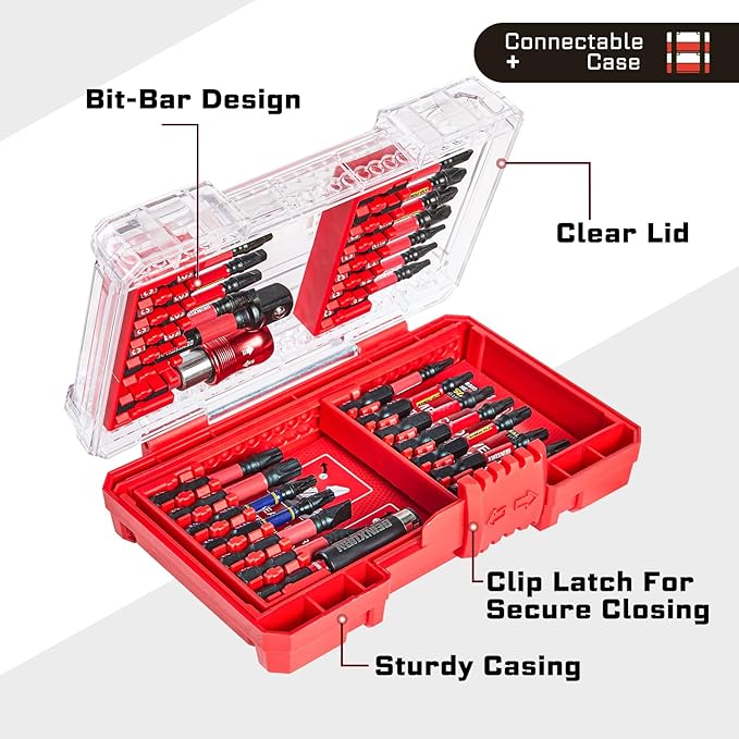 27Pieces Impact Screwdriver Bits Set, Magnetic S2 Steel Phillips/Slotted/Square/Torx Insert Power Bits Tips, Impact Bit Holder and Impact Socket Adapte with Pink Storage Box Case