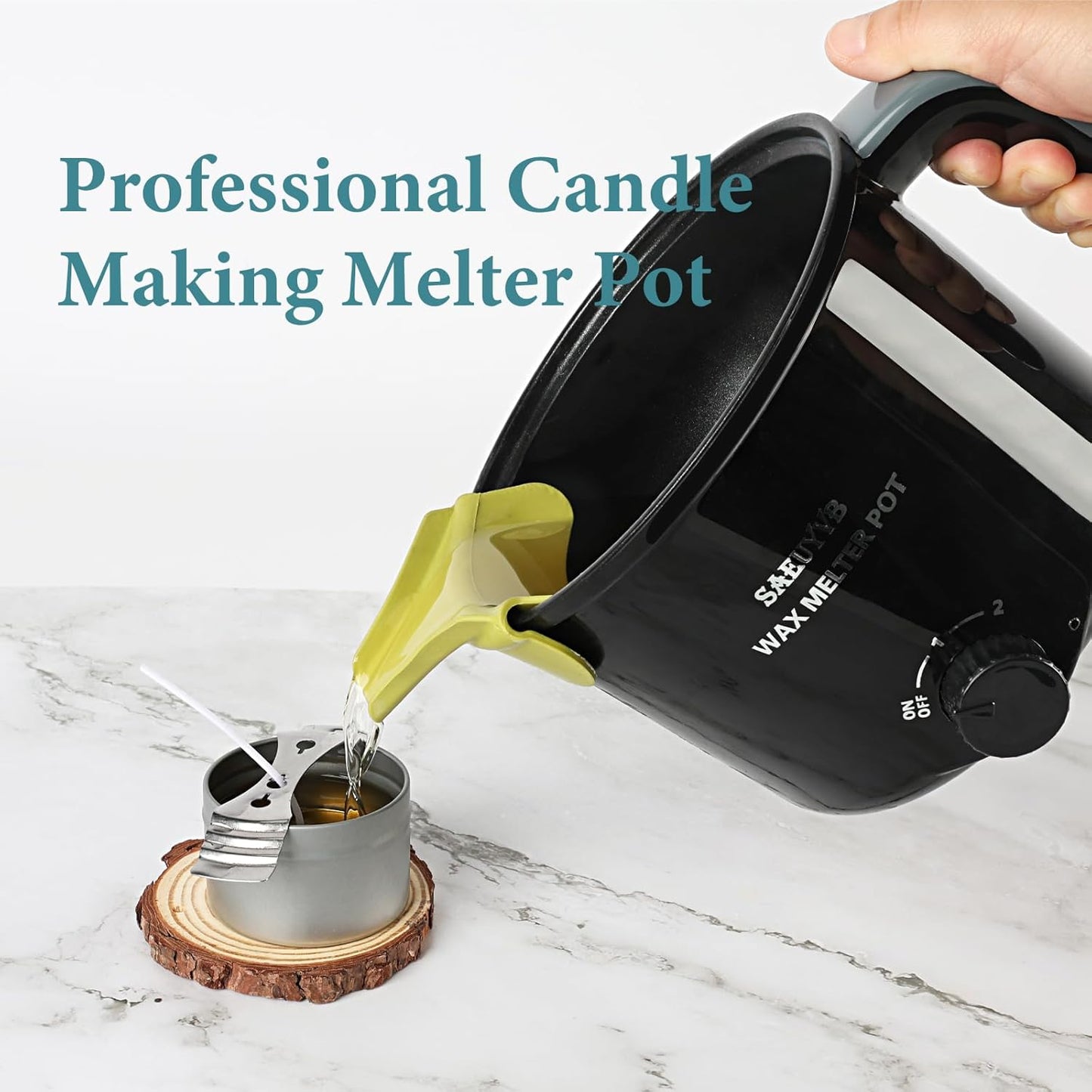 SAEUYVB Candle Making Kit with Wax Melter,Candle Making Supplies,Electric Wax Melter for Adults Beginners with Silicone Nozzle,Thermometer,Stirring Spoon, Silicone Pad,Instructions