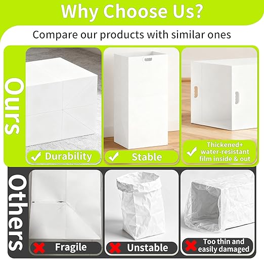 30 Gallon Disposable Trash Cans for Parties, 2 Pack Extra Large Portable Trash Can White Pop Up Trash Cans Bin, Recycle Collapsible Garbage Can Bins for Party Kitchen Camping Trash Can