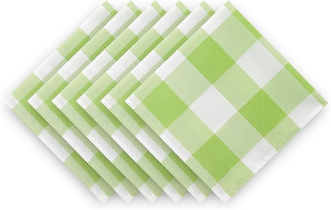 Buffalo Plaid Table Napkins Set of 100 Checkered Cloth Napkins 17x17 inch Washable Dinner Gingham Pattern Napkins Soft Napkins for Wedding Party Dining Banquet(Emerald and White)