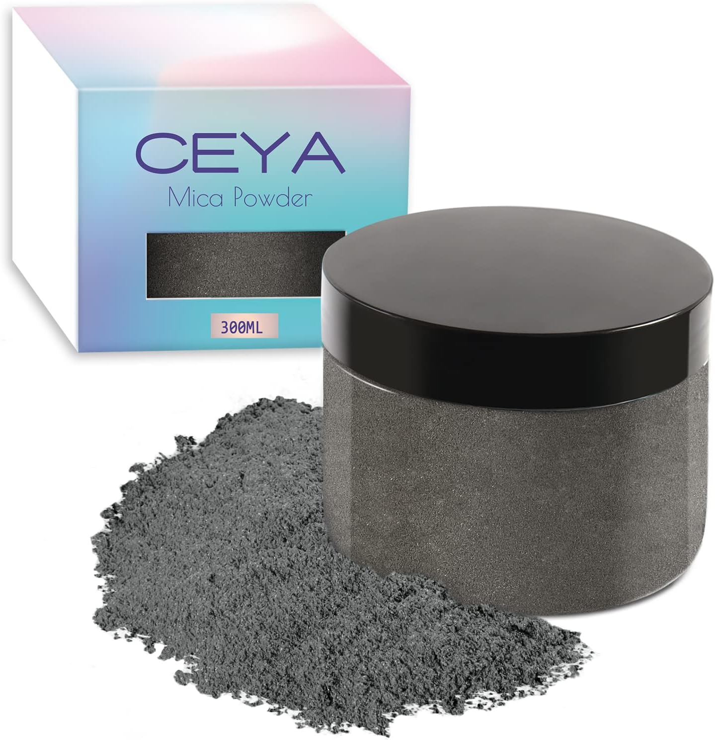 Ceya Mica Powder, 5.3oz/ 150g Charcoal Grey Pearlescent Effect Colorant Pigment Powder for Epoxy Resin,Tumblers, Slime Bath Bomb, Soap Dye, Slime, Candle, Resin Crafting, Paint, Jewelry, Nail Polish