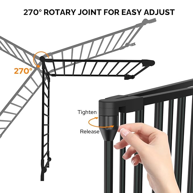 Bonnlo Baby Safety Gate, 82-Inch Configurable Walk-Through Fence for Toddler/Pet/Dog/Cat/Puppy, Adjustable Metal Barrier for Fireplace/Stairs/Doorways