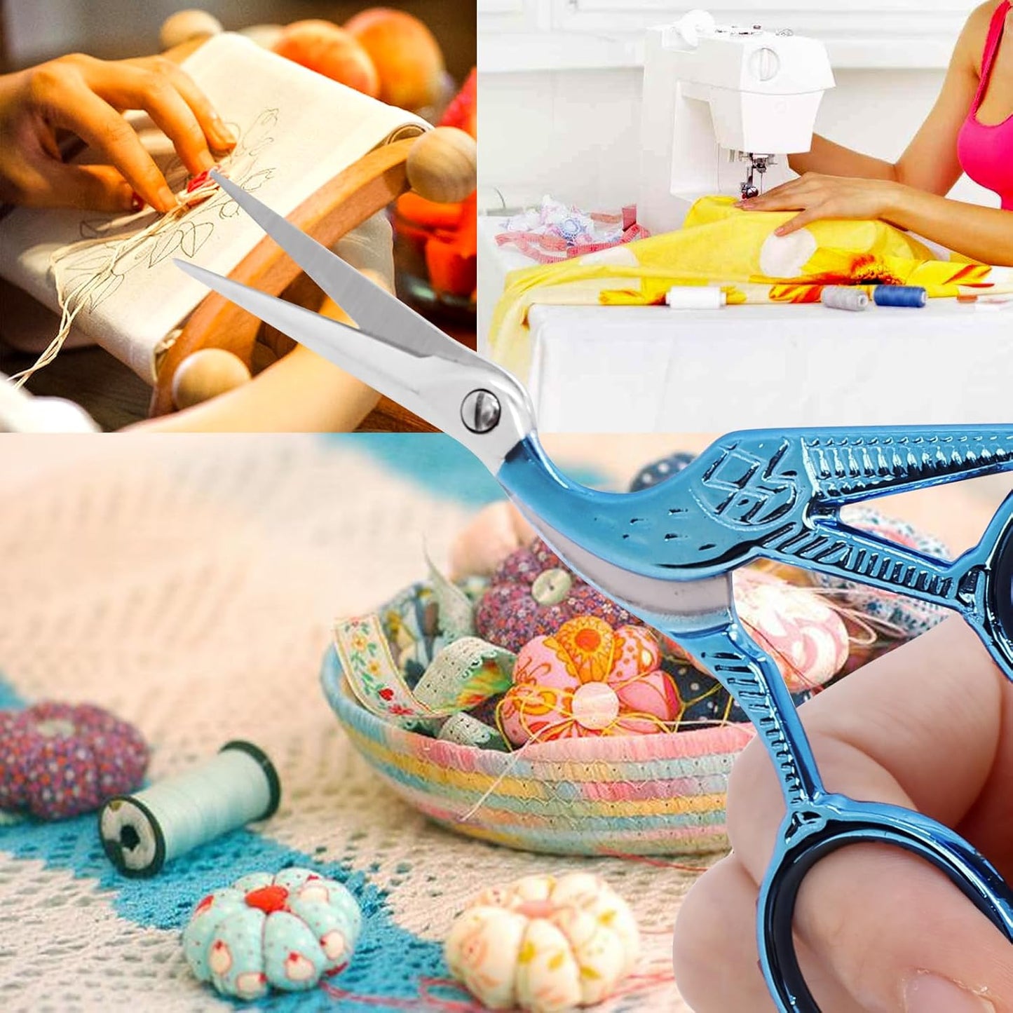 BIHRTC 4.5Inch Small Sewing Scissors Stainless Steel Sharp Tip Scissors with Leather Protect Cover for Embroidery Craft Needle Work Art Work Handcraft Threading