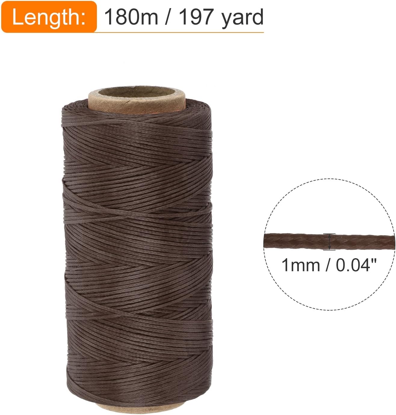 MECCANIXITY Waxed Thread,197 Yard 1mm 210D Flat Wax Thread Polyester Waxed String for Leather Sewing Hand Weaving Book Binding Home Decoration,Deep Brown