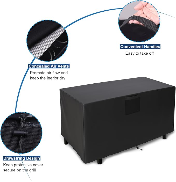 Square Fire Pit Cover, Upgraded Heavy Duty Fabric with Air Vent and Drawstring Fit for 48 Inch Outdoor Fireplace Cover & Fire Pit Table, 100% Waterproof & Tear Resistant 48x28x24 Inche