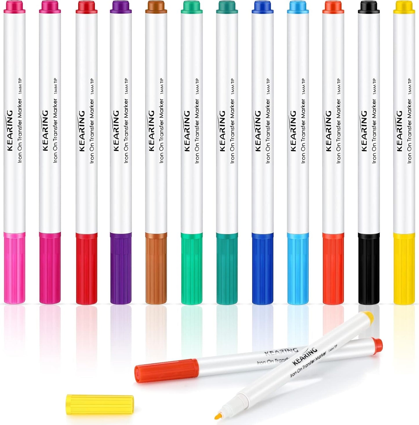 Crtiin 12 Pcs Iron on Transfer Markers Sublimation Markers Embroidery Transfer Pen Heat Transfer Fabric Marker Fade Resistant Infusible Ink Pen for T-shirts Pillow Clothes Canvas, 12 Assorted Colors