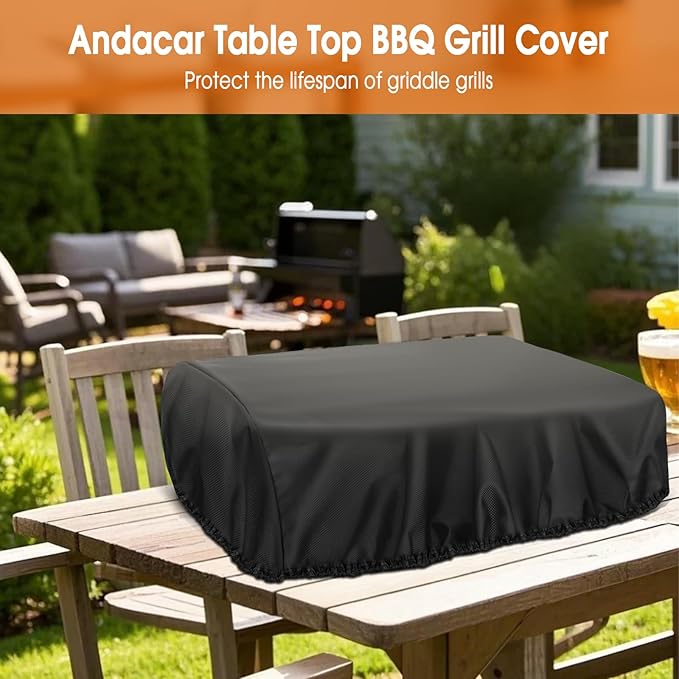 Tabletop Grill Cover for Cuisinart GR-300WSP1 Elite Griddler, Heavy Duty Griddle Cover Waterproof Panini Press Cover - 15" L×17" W×8" H, Black